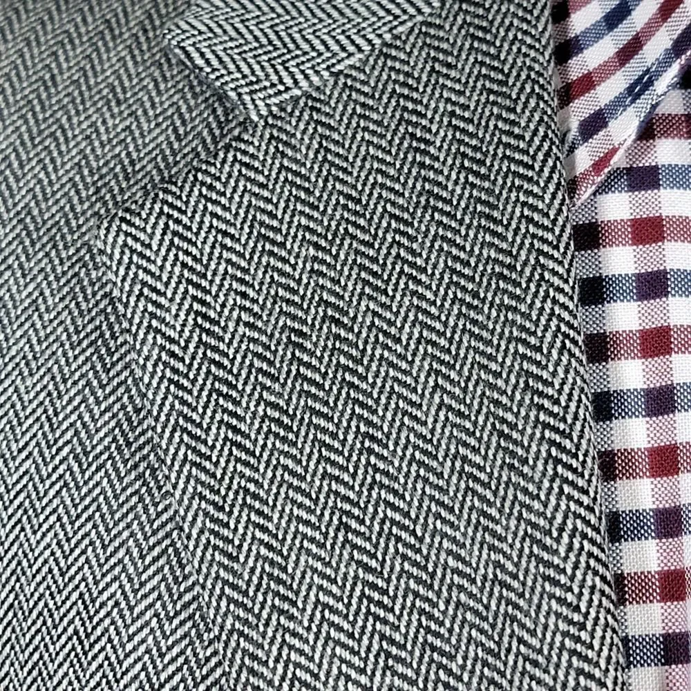 Nautica Men's Sport Coat Blazer Two Button Gray Herringbone Lambs Wool Blend 44L